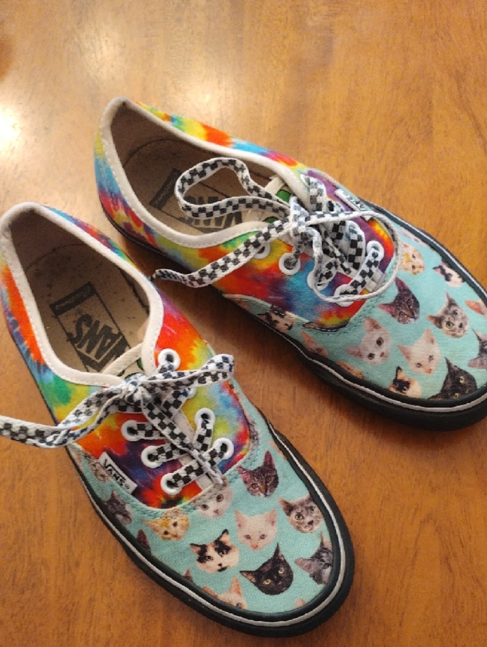 Vans Funky Canvas Tie-Dye Multi & Aqua Cat Print Sneakers